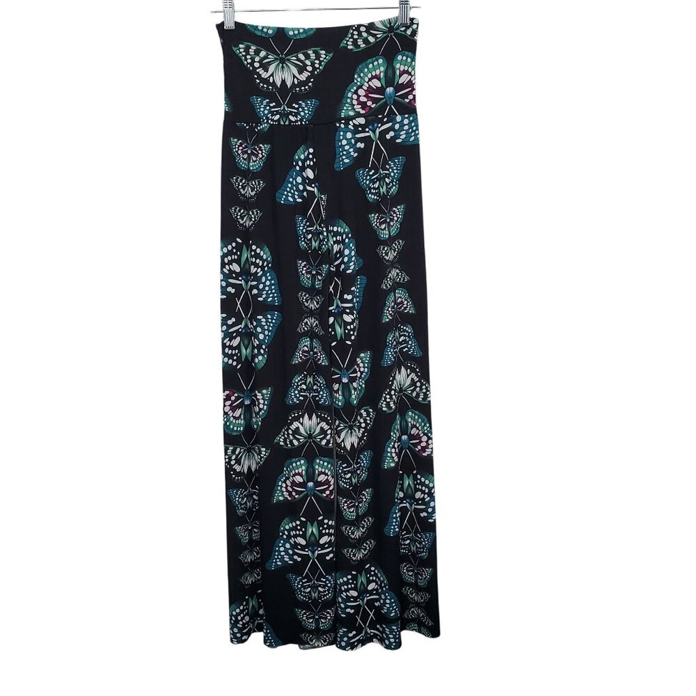 Yelete Leg Wear Sz S Pants High Foldover Waist Butterfly Print Wide Flowy Stretc - Picture 3 of 10